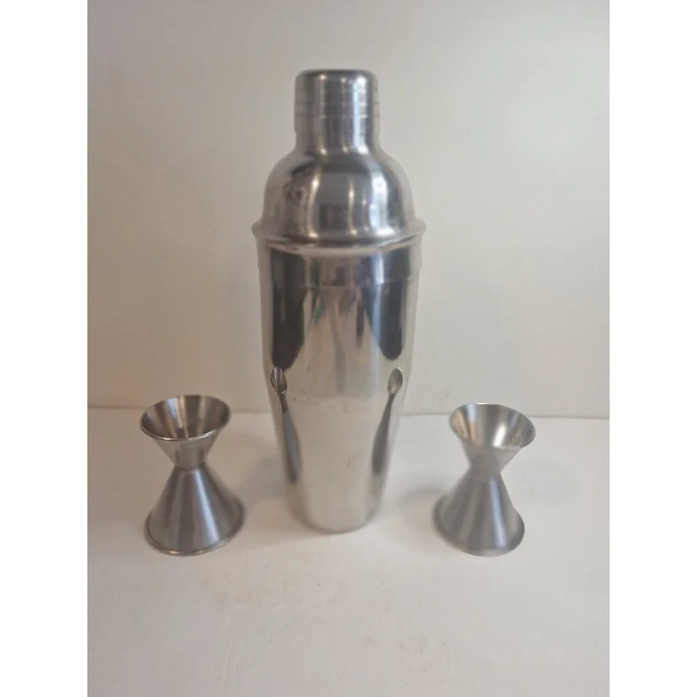 3 Piece BAR COCKTAIL SHAKER Stainless Mixing Tin & Jigger Set